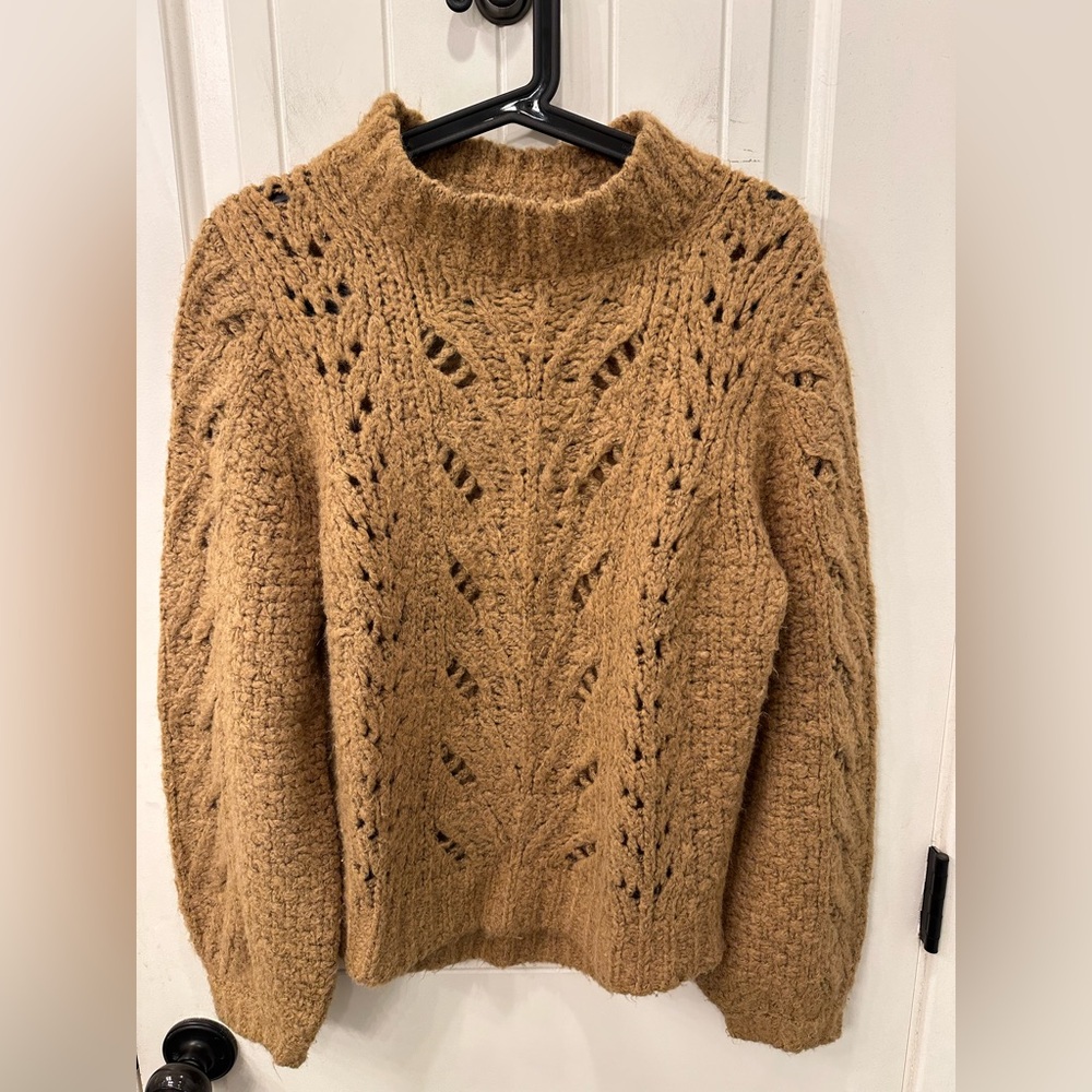J.Crew Point Sur Pointelle Knit Mock Neck Sweater M